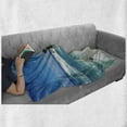 thumbnail image 6 of Lighthouse Soft Flannel Fleece Throw Blanket, Tropical Island Palm Trees Rocks Wavy Seaside Beach Ocean, Cozy Plush for Indoor and Outdoor Use, 50" x 70", Blue White Green, by Ambesonne, 6 of 6