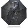 thumbnail image 1 of wonima02 UPF 50+ Large Travel Umbrella Gothic Raven Crow Black Compact for Rain and Sun - One-Click Automatic Open and Close - Windproof Portable 46” Sun Umbrella, 1 of 1