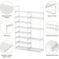 thumbnail image 5 of CozyNestFinds White Shoe Rack, Tall Metal Shoe Rack Organizer for Entryway Closet Garage, 8 Tier Large Shoe Shelf for 26-32 Pairs Boots & Shoes Storage, Space Saving Heavy Duty Shoe Stand, 5 of 16