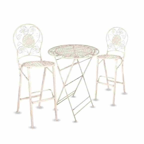 Barcelona Bistro Set White 32" Table & 2 Round Barstools by Chivari