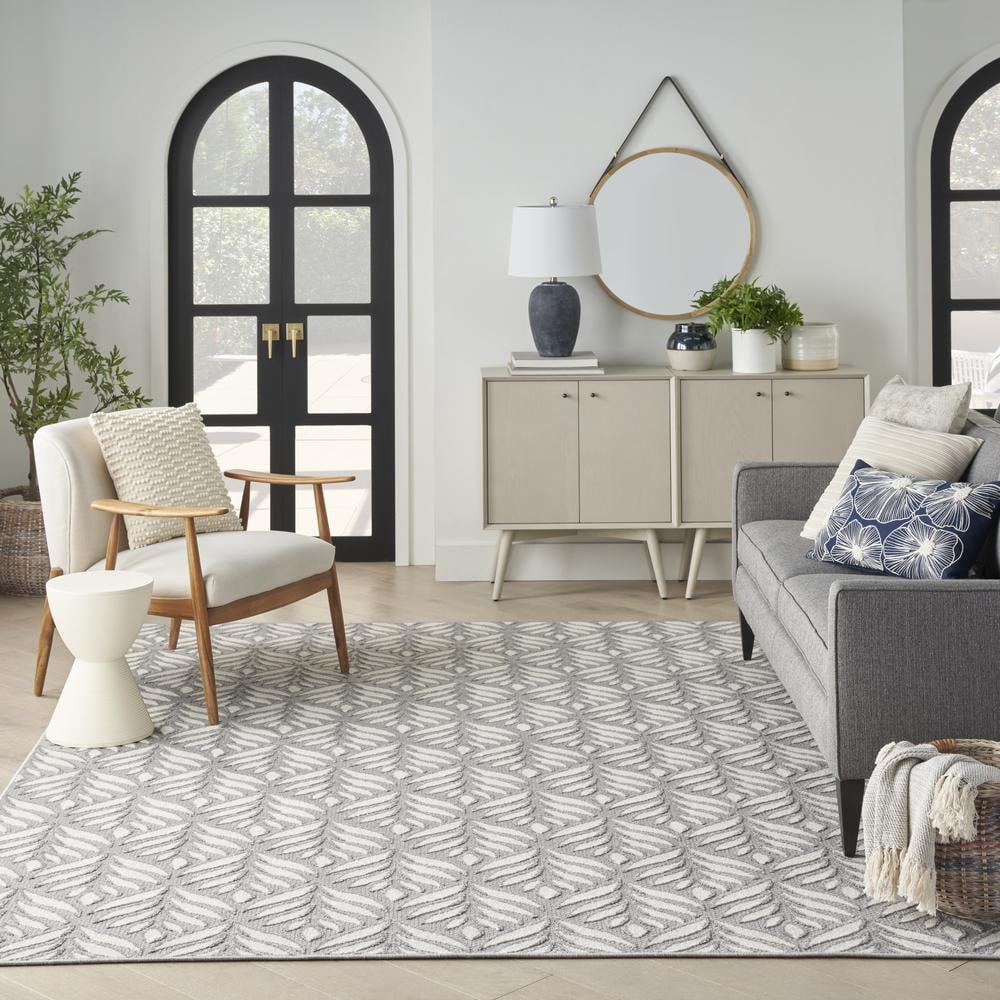 Nourison Aloha Indoor/Outdoor Grey 6' x 9' Area Rug, (6x9)