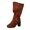 Brown, variant on Beige Womens Fall Chunky Heel Mid Calf Boots Casual Lightweight Comfortable Booties