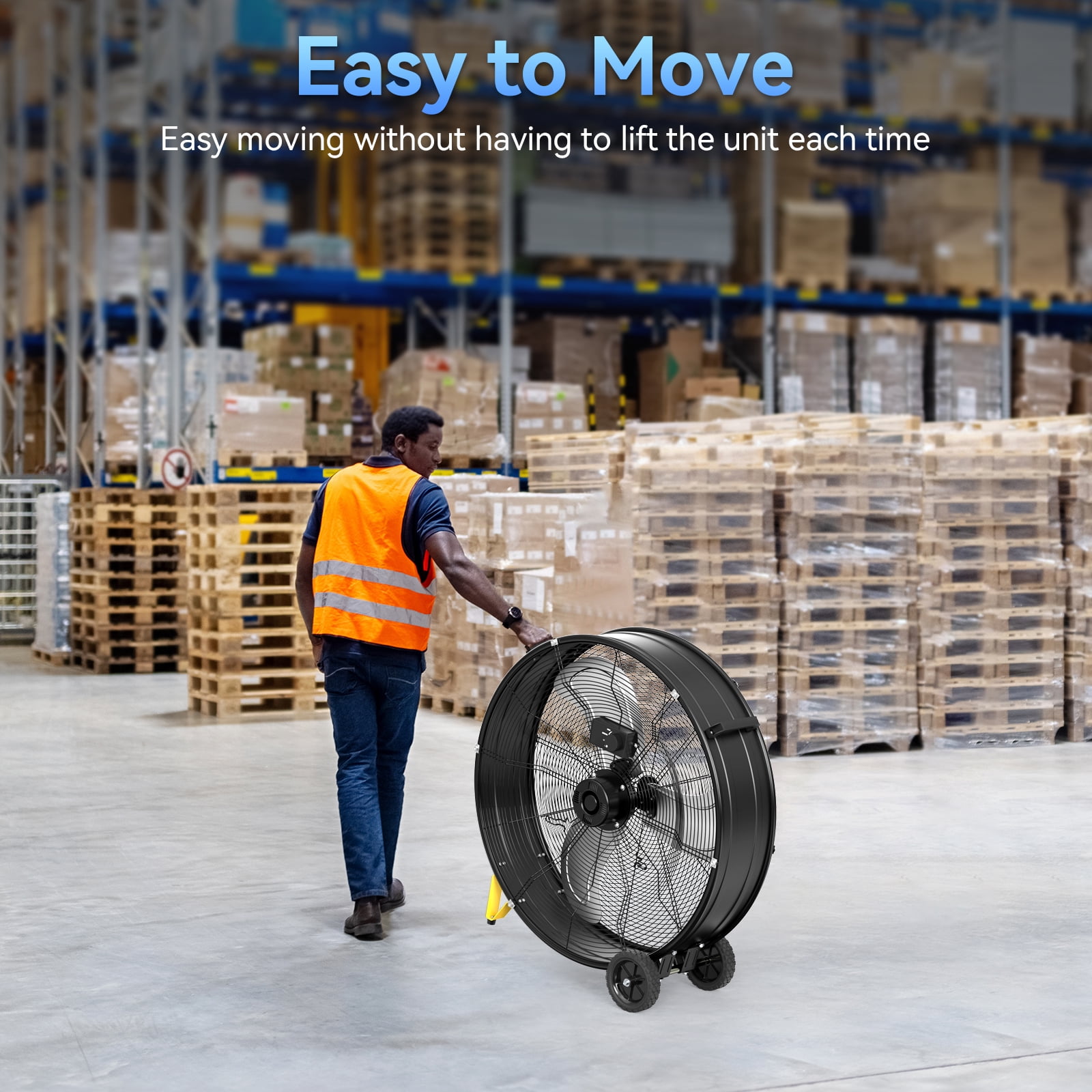 30 Inch 3 Speed High Velocity Industrial Drum Fan, 14000 CFM, For Warehouse, Workshops, Garage, Factory and Basement, UL Safety Listed