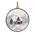 thumbnail image 2 of Melrose International Woodland Winter Cabin Disc Ornament (Set of 12), 2 of 3