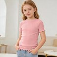 thumbnail image 2 of KPOPLK Summer Girls Short Sleeve T-Shirts Solid Oversize Top Shirt for Tween Girl Trendy Clothes Size 13-14 Years,Pink, 2 of 7