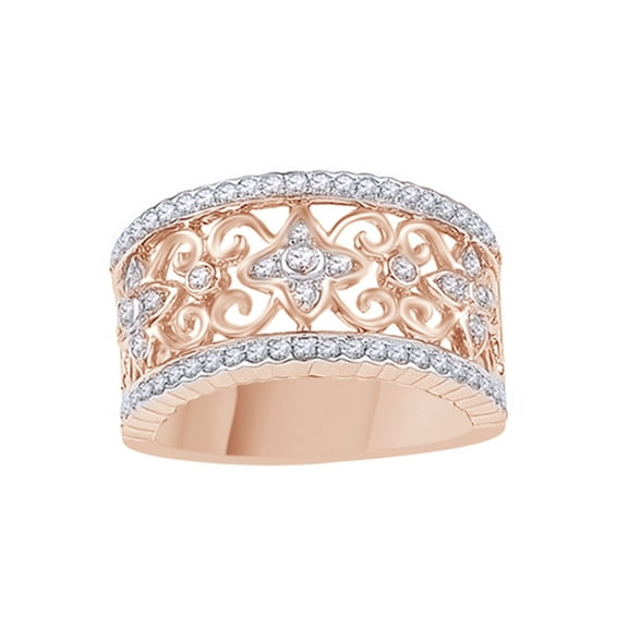 AFFY White Natural Diamond Fashion Ring In 10k Rose Gold (0.375 Cttw)
