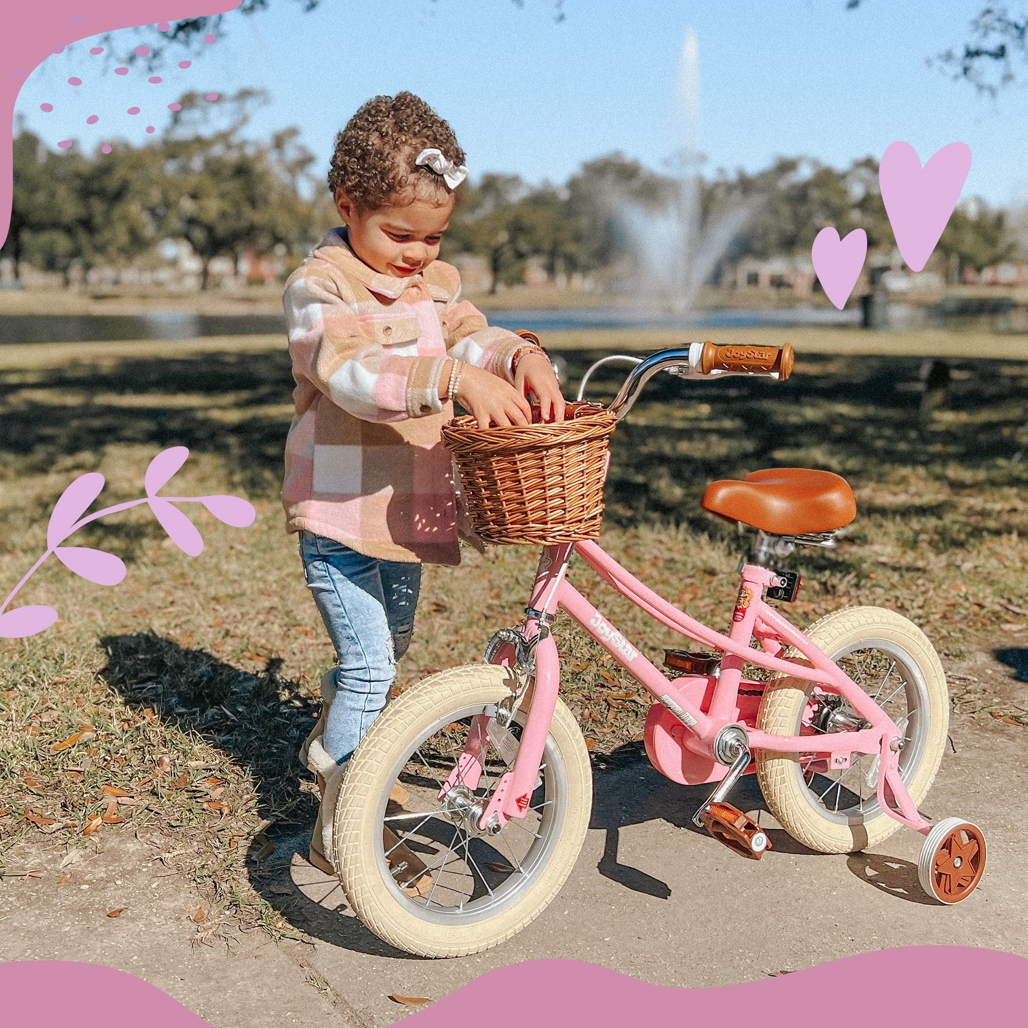 JOYSTAR Girls Bike for 2-12 Years Old Toddlers and Kids, 12" 14" 16" Kids Bike with Training Wheels & Basket, 20 Inch Kid's Bicycle with Kickstand, Retro Style Bikes