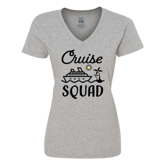 Inktastic Cruise Squad with Vector Cruise Ship and Palm Trees Women's V-Neck T-Shirt