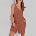 thumbnail image 5 of YDKZYMD Romper Dresses for Women with Shorts Sleeveless Vacation Summer Tank Top Shorts Maternity Dressy with Pockets One Piece Petite Casual Baggy Jumpsuits Brown S, 5 of 7