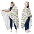 thumbnail image 2 of Wearable Blanket,Yellow Lemon Fruit Slices White Pattern Hooded Wearable Flannel Blanket for Adults & Teens with Buckle,Winter Poncho Shawl Wrap Cape,60"x80", 2 of 5