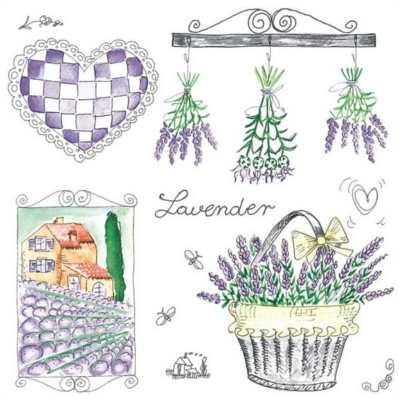 Keep Unique Floral Paper Napkins, Spring Decoupage Lavender Napkins, Assorted Color, 20/Pack