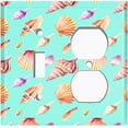 thumbnail image 2 of Metal Light Switch Wall Plate Outlet Cover (Colorful Ocean Sea Shells Teal - Single Toggle Single Duplex), 2 of 2