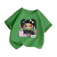 thumbnail image 3 of Toddler Shirts Kid Leisure Graphic Round Neck Short Sleeve Tops Summer Casual Wear Girls' Tops, Tees Green 8 Years-9 Years, 3 of 5