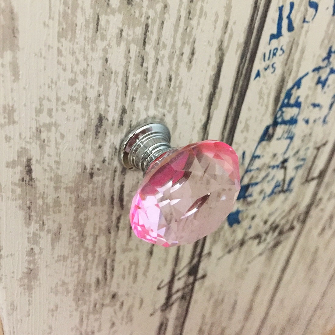 Unique Bargains 1.18" Crystal Glass Cabinet Knob Polished Chrome