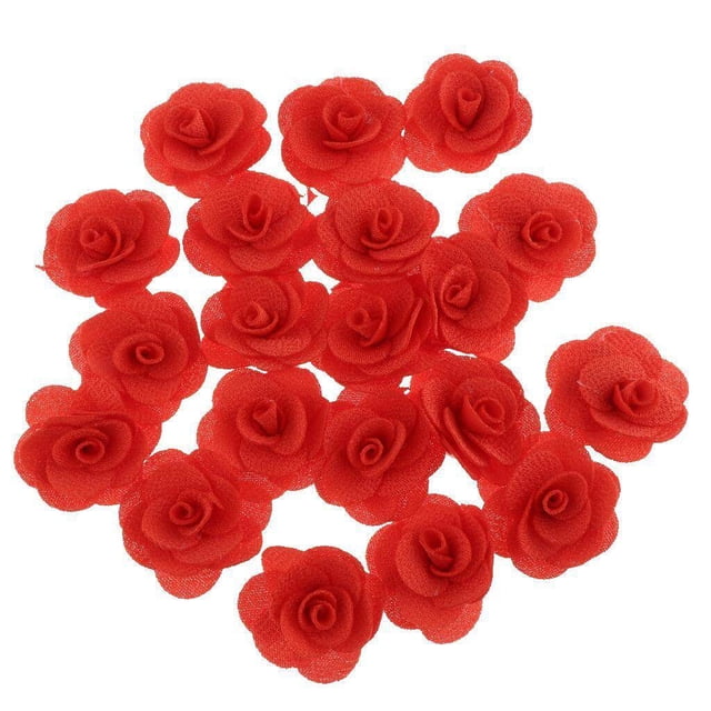pitrice 20 Pieces Silk Rose Flower Head Bud DIY Craft Wedding Decor Red