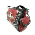 thumbnail image 2 of Laser Cut Premium Rhinestone Cross Western Embroidered Handbag With Matching Wallet in 6 Color, 2 of 6