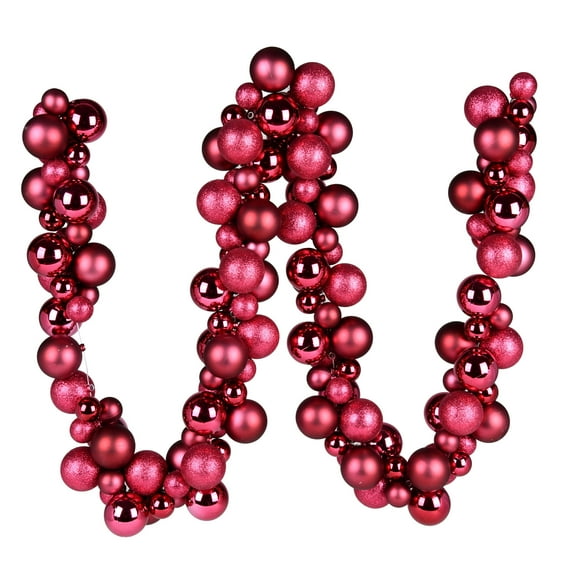 Vickerman 6' Berry Red Assorted Ornament Ball Christmas Garland