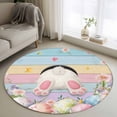 thumbnail image 2 of Easter Area Rugs 4ft Spring White Bunny Tail Colored Eggs Floral Colored Wood Grain Floor Rug Non Slip Low Pile Ultra Soft Circle Carpet for Living Room Bedroom Dining Room, 2 of 9