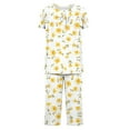 thumbnail image 5 of Pisexur Ensembles de Pyjama pour Femmes, Mode, Chemises de Nuit à Imprimé Floral pour Femmes, Ensemble de Détente 2 Pcs, Été, Décontracté, Col Rond, Blouses Plissées Boutonnées, Hauts avec Pantalons Longueur sous le Genou avec Poches, 5 of 5