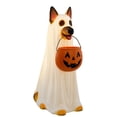 thumbnail image 2 of Halloween Decorations Indoor, Light Up Ghost German Shepherd Dog Statue, Waterproof Outdoor Resin Figure with Removable Pumpkin Candy Bucket, Warm LED Decor for Fall Halloween Party Yard Layout, 2 of 5