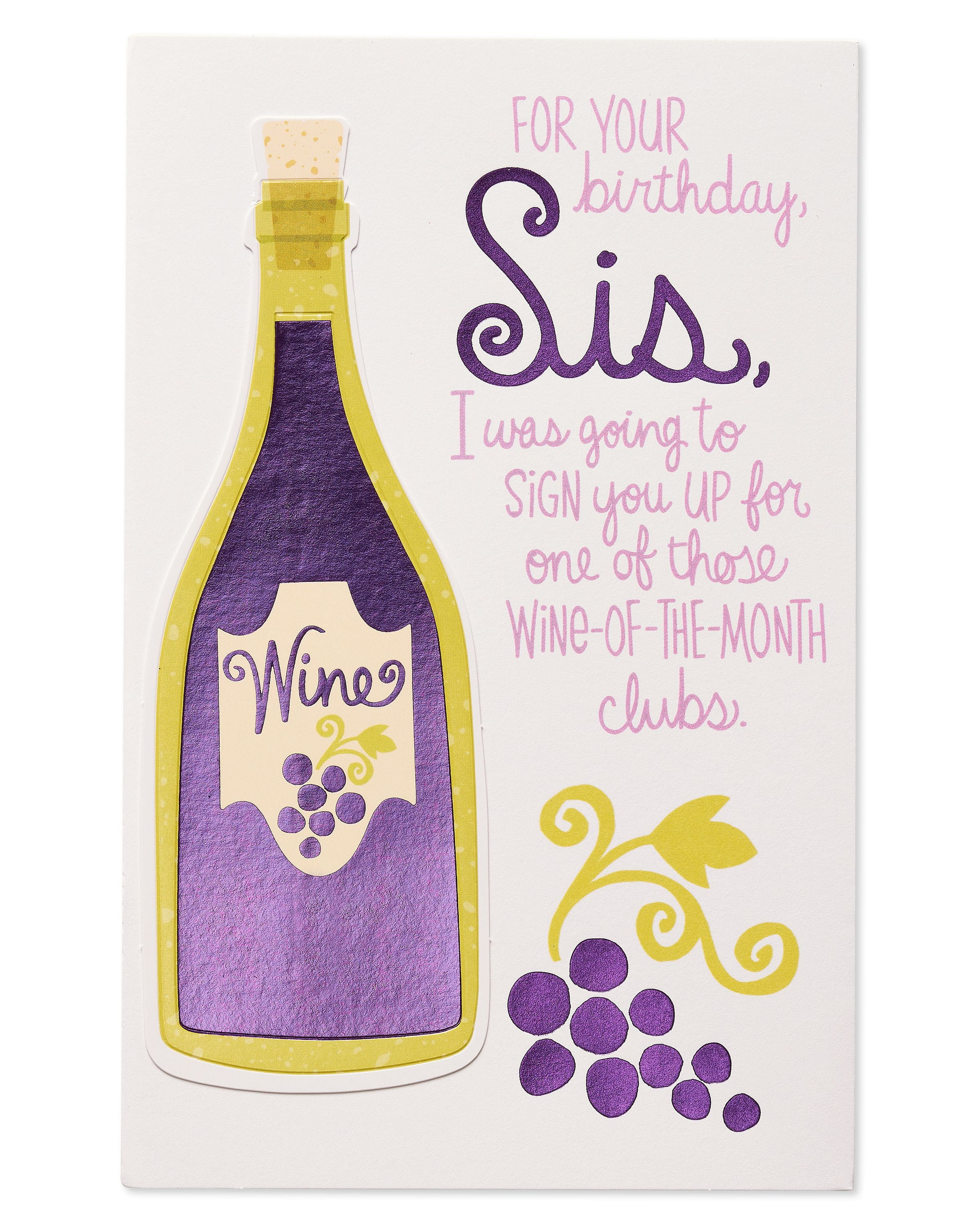 picture Sister Birthday Card Messages Funny american greetings funny wine birthday card for sister with foil walmart com