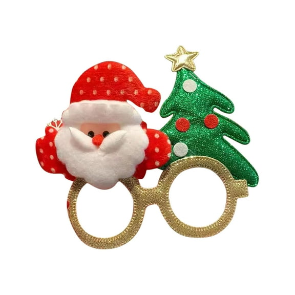 Funny Christmas Glasses Frames with Santa Claus & Christmas Tree,Glitter Christmas Costume Eyeglasses for Christmas Party Favors Decorations(One Size Fits All)
