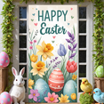 thumbnail image 6 of Pink Truck Easter Welcome Banner Colorful Eggs Spring Display Green Leaves Black White Plaid Bow Truck Themed Banner for Easter Party Spring Gathering Home Decoration, 6 of 9