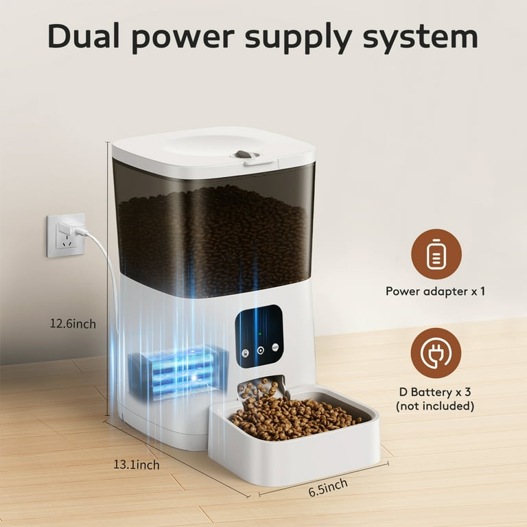 Zoolike 7L Automatic Smart Food Dispenser Pet Feeder Wi Fi Timed with APP Remote Feeding for Cats and Dogs White 13.10 x 6.50 x 12.60 In Walmart