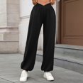 thumbnail image 4 of Gyexs Womens Wide Legs Sweatpants Fall Drawstring Elastic Pants Loose Fit Trousers Women's Fashion, Black, Size XL, 4 of 7