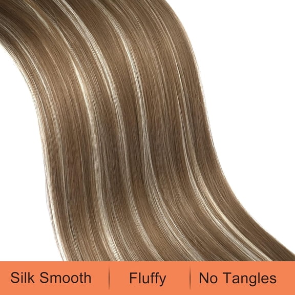 WEIF-28" Ponytail Extensions Drawstring Long Straight Fake Pony Tail Natural Soft Clip in Hair Extension Synthetic Heat Resistant Hairpiece - Ash Brown with Platinum Blonde Hightlights