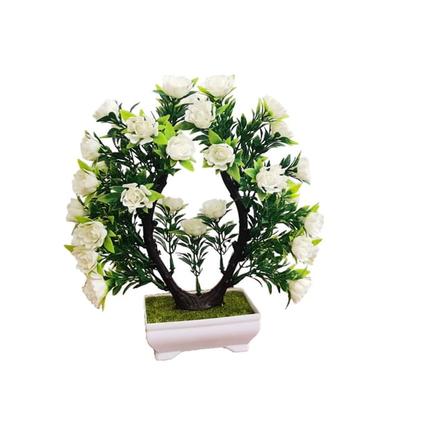 Mesas de Café para la Sala de Estar Simulación en Macetas Plástico Flor Artificial Bonsai, Rosa Decoración Impermeable de la Mesa a Prueba de Desvanecimiento para Comedor Gabinete de Televisión Decora