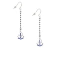 thumbnail image 2 of Delight Jewelry Silvertone Blue Crystal Anchor - Silver-tone Long Sparkle Dangle French Earrings, 2 of 4