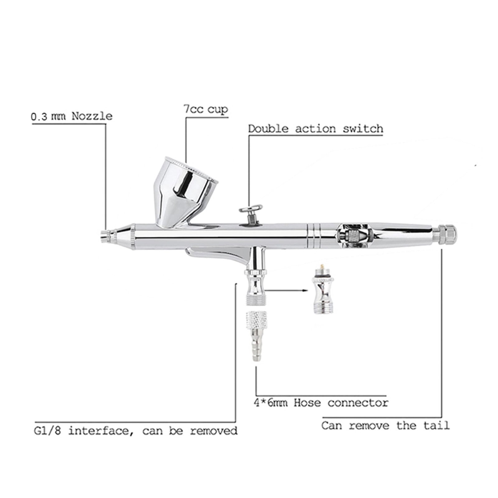 Dual Action Airbrush Pen Kit Gun Makeup 0.3MM Nozzle Air Valve Brush G 1/8 Nail Art Design With Accessories ,Easy to Operate