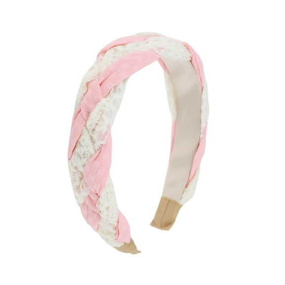 Unique Bargains 1 Pc Lace Twist Braided Headbands Pink