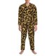 thumbnail image 3 of Balery Gold Glitter Leopard Pijama para Hombre de Dos Piezas con Manga Larga, Conjunto de Dormir y Descanso Suave con Bolsillos-Small, 3 of 7