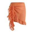 thumbnail image 1 of Fortune Women Mesh Mini Ruffle Skirts Cover Up Candy Color Bathing Skirt Beachwear Wrap, 1 of 5