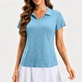 thumbnail image 3 of Womens Polo Shirts Summer Collared V Neck Short Sleeve Shirts Dressy Casual Lightweight Plain Golf Shirt, 2XL, 3 of 8