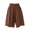 thumbnail image 4 of Iyufng Shorts for Women Plus Size Casual Linen Shorts Women Fashionable Solid Color Shorts Oversized Elastic Waist Wide Leg Pants, 4 of 4