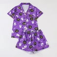 thumbnail image 2 of DHFJKG Halloween Pajamas For Women Set Short Sleeve Sleepwear Pumpkin Ghost Button Down 2 Piece Pjs, 2 of 7