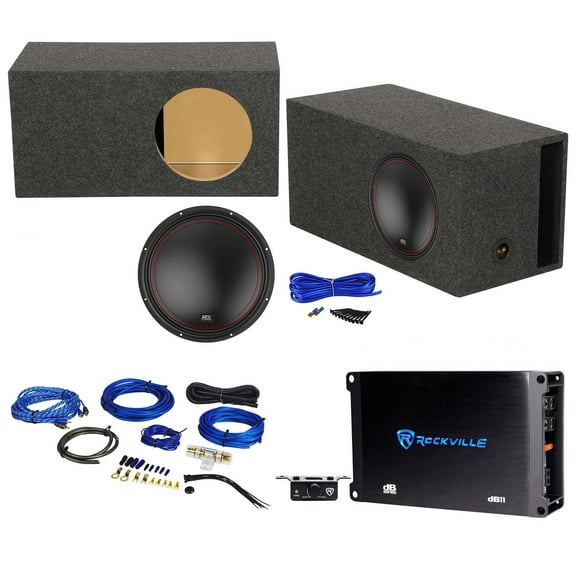 MTX 5512-44 12" 800 Watt DVC Car Subwoofer Vented Sub Box Mono Amplifier Amp Kit