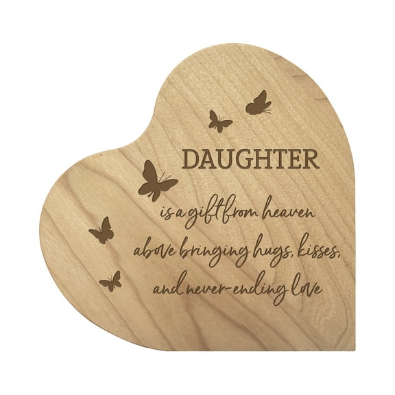LifeSong Milestones Modern Daughter’s Love Solid Wood Heart Decoration Keepsake Gift 5x5.25 - Daughter, Is A Gift = Never Ending Love