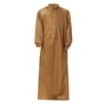 thumbnail image 4 of Otqutp Boys Abaya Robe Kids Muslim Thobe Ramadan 𝗜slamic Clothing Ethnic Trim Stand Collar Long Sleeve Loose Kaftan Dresses, 4 of 9