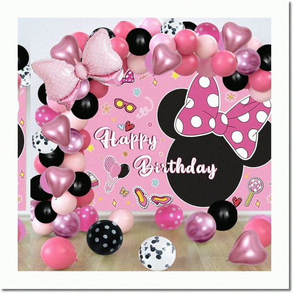 Pink Mouse Party Magic: 130pc Bowknot Balloons Arch Garland Kit - Perfect for Girls Birthday, Baby Shower, Photo Booth Studio Prop & Decoration Supplies!