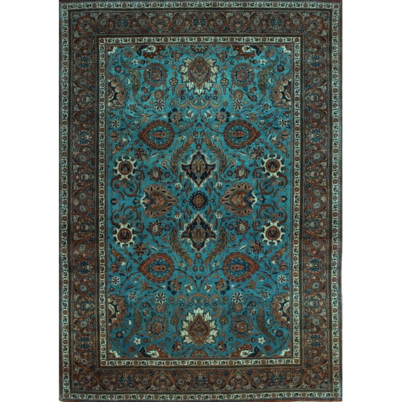 Ahgly Company Indoor Rectangle Persian Light Blue Traditional Area Rugs, 7' x 10'