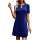 thumbnail image 2 of Puntoco Vestido Casual De Cuello Redondo De Manga Corta De Color Sólido Para Mujer Azul Oscuro L,Regalos Para Mujer Joven, 2 of 5