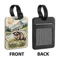 thumbnail image 2 of WIRESTER 2pcs Set PU Leather Luggage Tags Privacy Label Flap for Travel Suitcase Baggage - Watercolor Smiling Raccoon With Meadow Daisies, 2 of 7