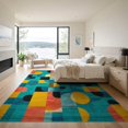 thumbnail image 3 of ODIKA 9'x12' Washable Area Rug Funky Retro Squiggle Mosaic Checkerboard Grid Motifs Memphis for Dining Room, Basement, Large Office, Non-Slip Chair-Friendly, 3 of 7