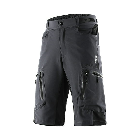 Shorts Baggy Cyclisme Pantalons de Vélo Respirants Sports Coupe Ample Shorts Extérieur Décontracté Cyclisme Course Vêtements avec Poches Zippées Gris Foncé TTTG
