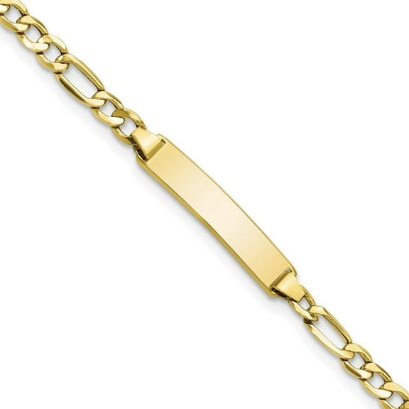 Auriga Fine Jewelry 10K Yellow Gold Semi-Solid Figaro Link Id Bracelet 7" for Women