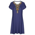 thumbnail image 4 of gbyLJF Summer Dress with Cutouts Linen Dress Women Dress for Summer Fashion Ruffle Tube Dress A01_Navy L, 4 of 5